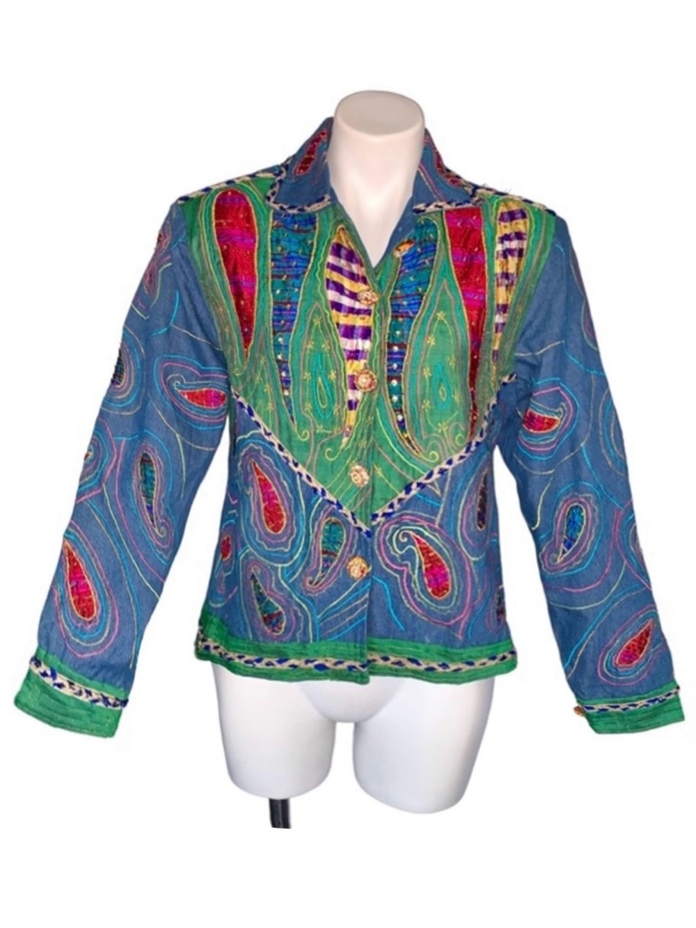 Vintage Anage Jacket Silk Embroidered Patchwork Art to Wear